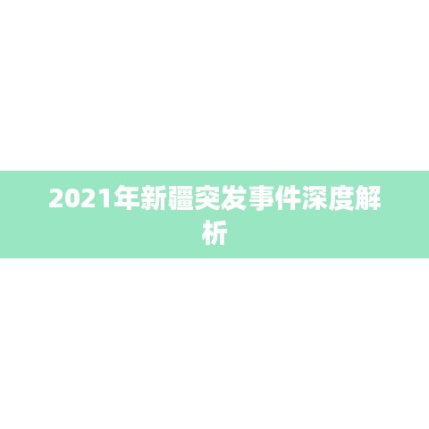 2021年新疆突发事件深度解析