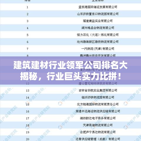 建筑建材行业领军公司排名大揭秘，行业巨头实力比拼！